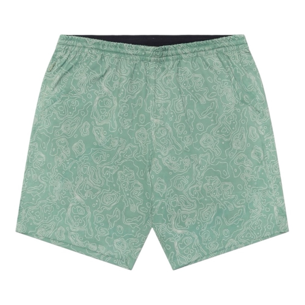 TEXAS STANDARD MENS WATERLOO SWIM SHORTS IN TOPO GREEN 8.5” SIZE M LIKE-NEW
